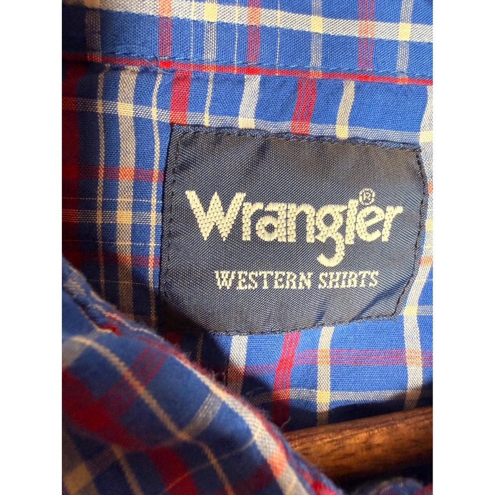 Wrangler Men Blue Red Plaid Western Short Sleeve‎ Snap Button Shirt XXL - Picture 4 of 7